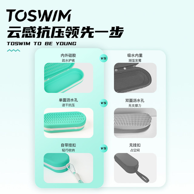 TOSWIM new swimming goggles case silicone anti-fall breathable glasses swimming goggles protection glasses box for men and women professional swimming equipment