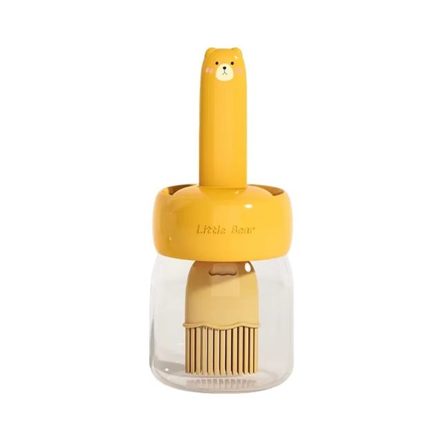 Silicone oil brush food -grade bottle household high temperature resistant glass kitchen artifact baking grill brush covered all -in -one oil bottle
