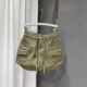2024 autumn and winter new style loose P high waist slim lace-up denim skirt female hot girl a-line hip short skirt