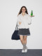 demi et demi two-color suit striped spliced ​​embroidered pleated skirt