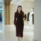 
XYD71765 Velvet thickened autumn and winter elegant slim large size women's dress fashionable temperament slit for celebrities