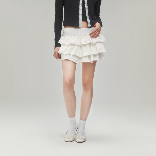 Redolence sweater cake skirt wild skirt A -line high -waisted high -waisted super mini skirt design sweet skirt