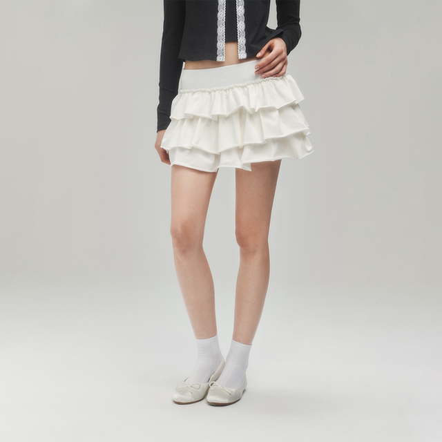 Redolence sweater cake skirt wild skirt A -line high -waisted high -waisted super mini skirt design sweet skirt