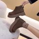 
Thick sole winter snow boots for women 2025 new round toe plus velvet short boots platform back zipper British style cotton shoes