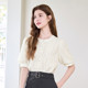 betu Baitu Lantern Sleeve Lace Blouse Women's Short Sleeve 2025 Summer New Laiser White Shirt