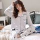 Spring and autumn pajamas for women, cotton long-sleeved suits, large size cardigans, cute girls and students can be worn as home clothes