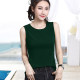 Dark green wide shoulder strap suspender vest for women with round neck sleeveless straight style middle-aged and elderly mothers commuting to cover their breasts