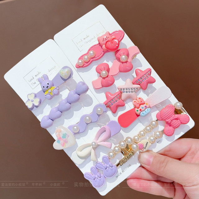 
Little girl candy color cartoon hair clip girl side bangs clip duckbill clip little princess break hair without hurting hair
