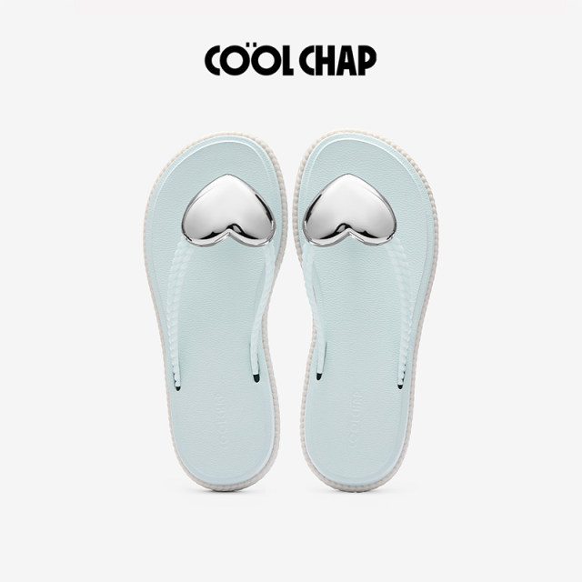 COOLCHAP Summer New Love Wave Thick Sole Flip-Flops Women's Seaside Beach Sandals
