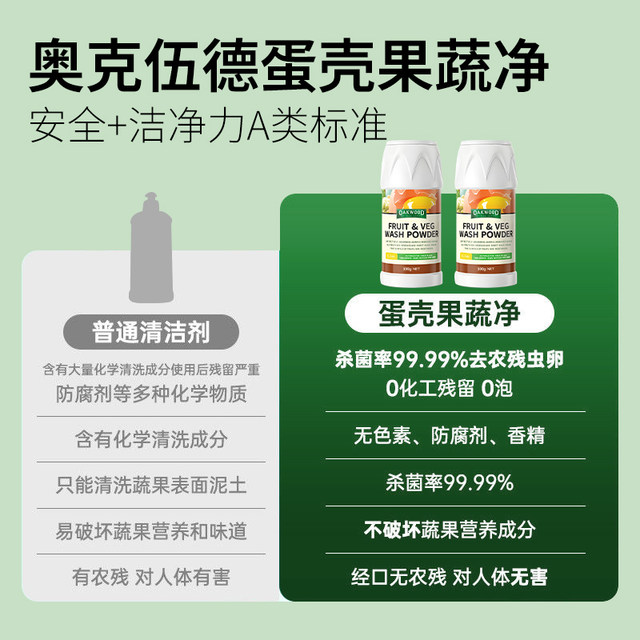 OAKWOOD Eggshell Fruit and Vegetable Cleaning Vegetable Cleaning Powder Washing Fruit Pregnant Women's Mother and Baby Washing Salt Remove Pesticide Residues