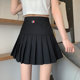 Large size TB pleated skirt A-line short skirt for women in summer black and white gray fat mm slim college style anti-exposure skirt