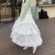 White mesh lace skirt for women in spring, summer and autumn 2025 new high-waisted A-line mid-length fairy fluffy cake skirt