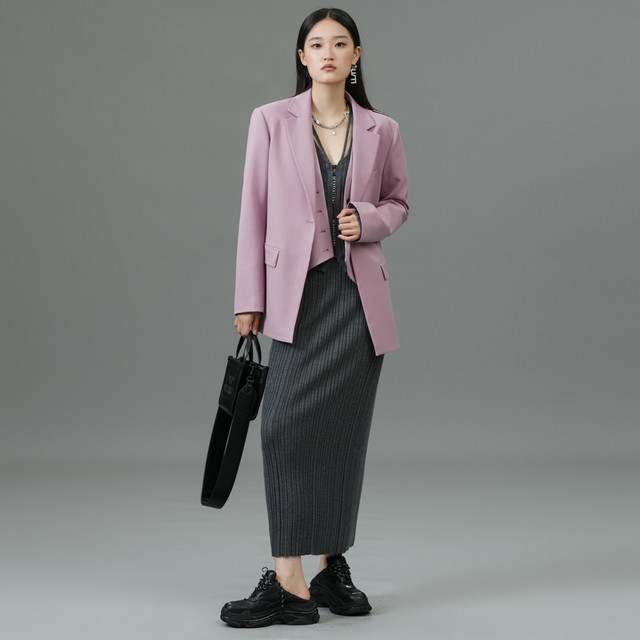 U/TI joint brand black slit skirt women's versatile wool zipper straight skirt Youti 2025 spring new style
