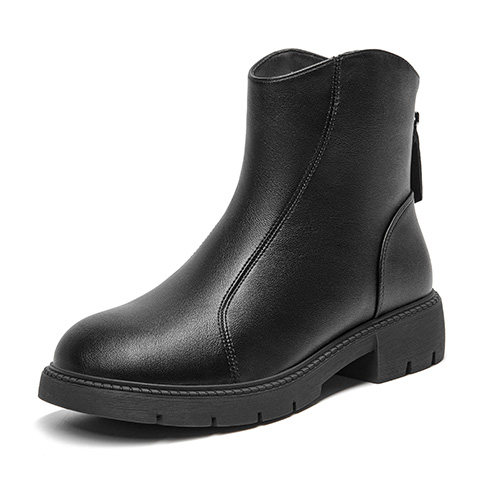 Dadong black thick-soled short boots for women 2025 new autumn slim boots Chelsea boots thick heel boots with skirt