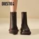 Dadong Brown Short Boots Women's 2025 New Autumn and Winter Boots Retro Thick Sole Chelsea Boots Plus Fleece Slim Boots