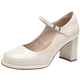 Dadong thick heels Mary Zhen high heels women's 2025 new summer white French beautiful single shoes women's shoes
