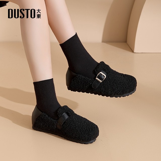 Dadong plush fleece breenberg shoes for women 2025 new autumn and winter wear fur shoes for outside wear beans shoes for winter cotton shoes