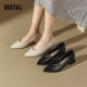 Dadong black light mouth single shoes for women 2025 new summer low heel thick heel pointed toe commuting women's shoes professional work shoes