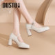 Dadong thick heels Mary Zhen high heels women's 2025 new summer white French beautiful single shoes women's shoes