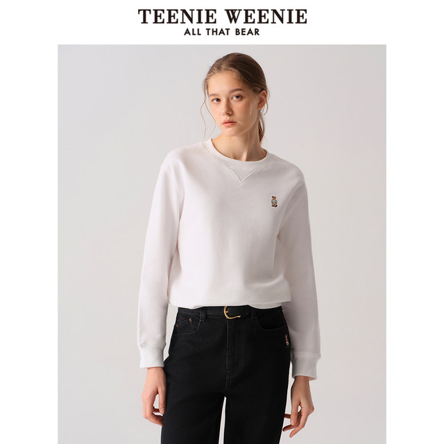 TeenieWeenie Bear Women's Sweatshirt 2025 Spring New Academy Casual American Round Neck Simple Top
