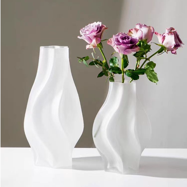 Nordic simple style glass creative flowers special vase living room bedroom lily frosted gradient home furnishings