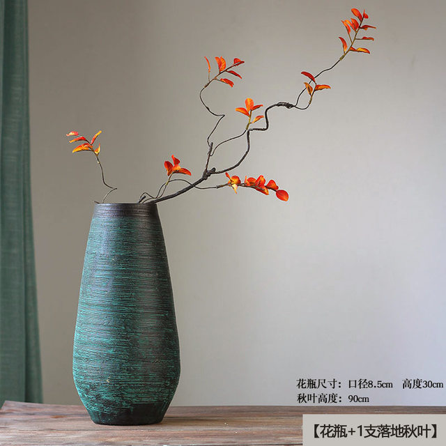 Chinese-style ceramic vase, hydroponic ornaments, hand-made rough clay pots with simulated flowers, dried flower pots, home accommodation vase