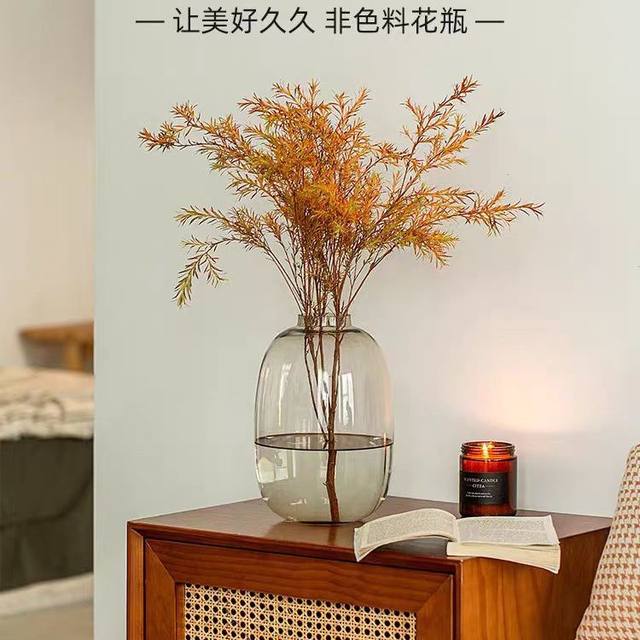 Large thickened style joy glass vase living room flower arrangement home hydroponic decoration high-end sense