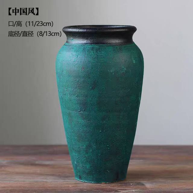 Chinese-style ceramic vase, hydroponic ornaments, hand-made rough clay pots with simulated flowers, dried flower pots, home accommodation vase