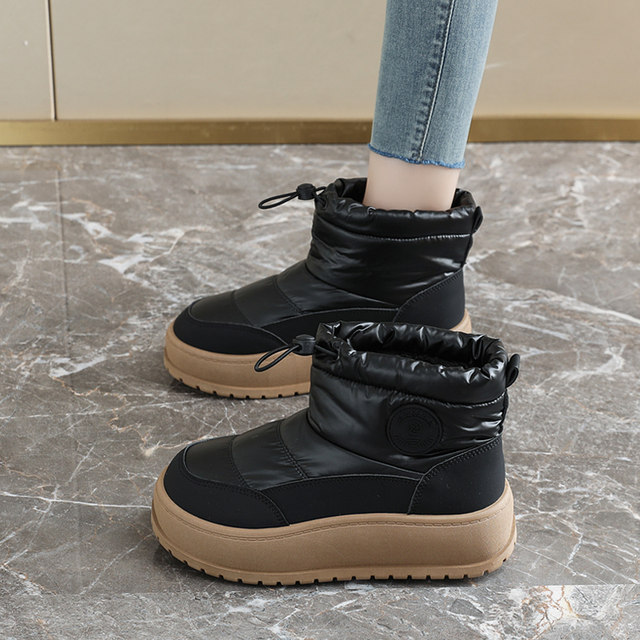 Zhao Lusi's same style snow boots for women 2025 winter plus velvet thickened warm cotton shoes women's waterproof anti-slip short boots