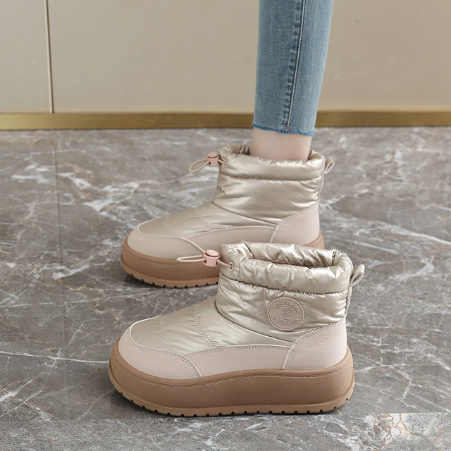 Zhao Lusi's same style snow boots for women 2025 winter plus velvet thickened warm cotton shoes women's waterproof anti-slip short boots