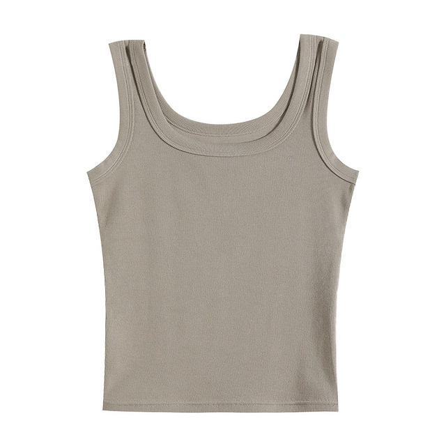 Wide shoulder suspender vest for women for summer thin style with chest pad black inner bottom outer wear cover for square collar top
