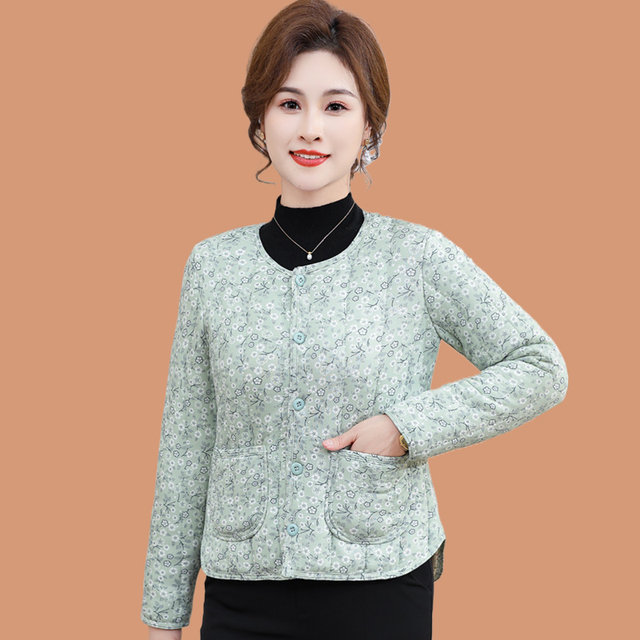 Mom's new autumn and winter floral cotton clothespin cotton coat grandma's short cotton coat middle-aged and elderly women's light and small cotton jacket