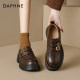 Daphne British style black loafers for women 2025 new thick-soled thick heels to enhance spring leather shoes without tiring