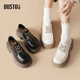 Dadong British style small leather shoes for women 2025 autumn new women's shoes deep mouth single shoes round toe low heel lace-up loafers