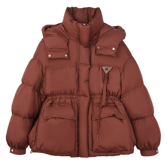 YAYA Duck Down Jacket Women's 2024 Winter New Fashion Hooded Loose Casual Temperament Short Waist Jacket