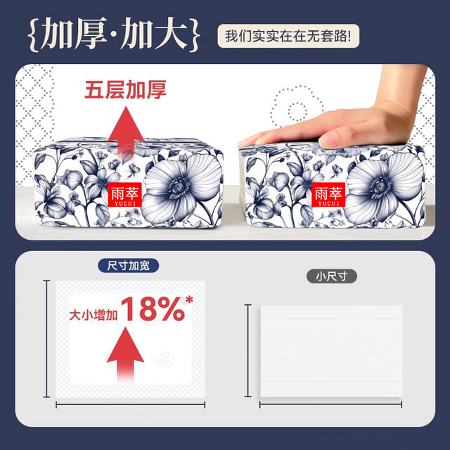 
Family pack large pack skin-friendly thickened log facial tissue large size mother and baby suitable wettable water hand towel toilet paper