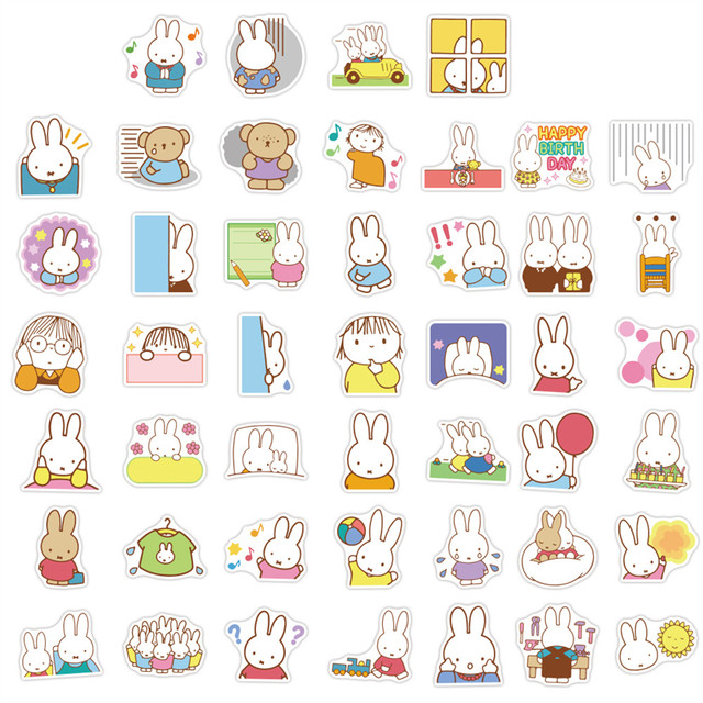 60 cartoon cute Miffy rabbit MIFFY simple rabbit children's stickers ...