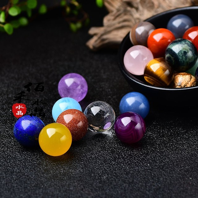Natural wafer ball 2cm ornaments white purple powder yellow -red crystal original stone home office DIY children's handmade jewelry
