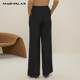 Mandesey black striped trousers for women 2025 autumn and winter new style trousers loose wide-leg pants retro commuter suit pants