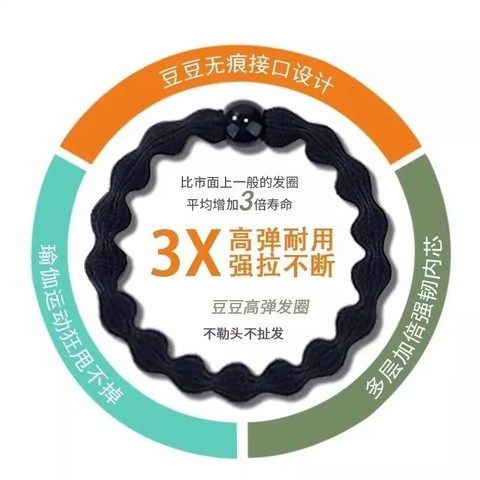 Hair ring headband tie hair rubber band bean bean black high ponytail simple temperament women's high elastic durable headgear