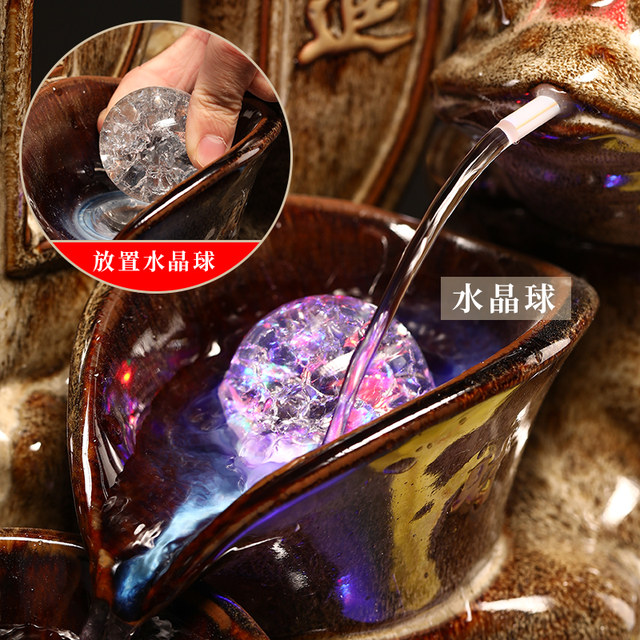 Water polo rockery, flowing water fountain, fish tank, bonsai ornaments, accessories, glass ball, crystal ball, ice crack ball, rotating ball