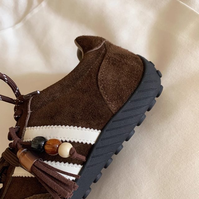 Chio2nd Nanfeng 4cm increased frosted cowhide moral training shoes women's autumn and winter retro casual shoes sports shoes