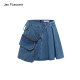 JAC FLEURANT Heavy Industry Blue Denim Pleated Interface Bag Asymmetric Short Skirt
