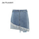 JAC FLEURANT summer blue double layer spliced ​​rosy denim fashionable hot and versatile short skirt
