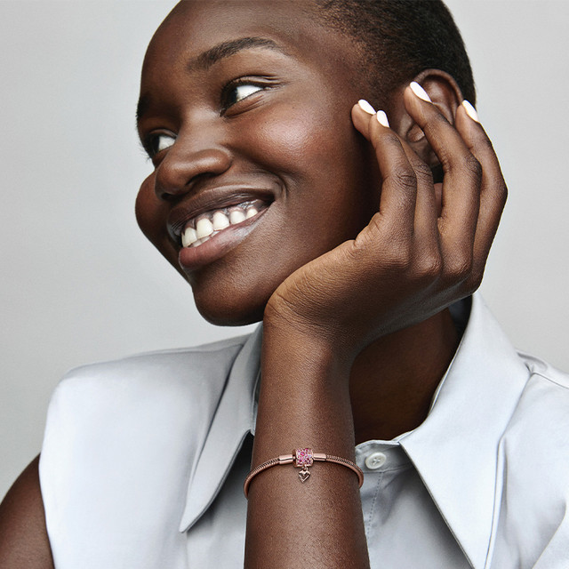 Pandora Pandora Ole Shining Hand Painted Love Snake Bone Chain Bracelet Rose Gold
