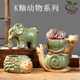 
Direct selling new K glaze combination set succulent flower pot ceramic large and small cartoon animal pot home gardening furnishings