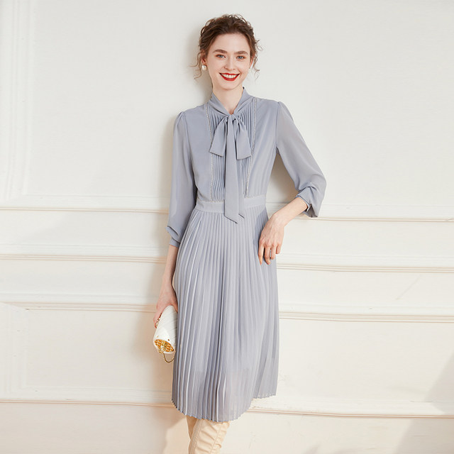 White Deer temperament, commuting OL wind shirt skirt 2025 spring long sleeves led the dress in the dress in the dress