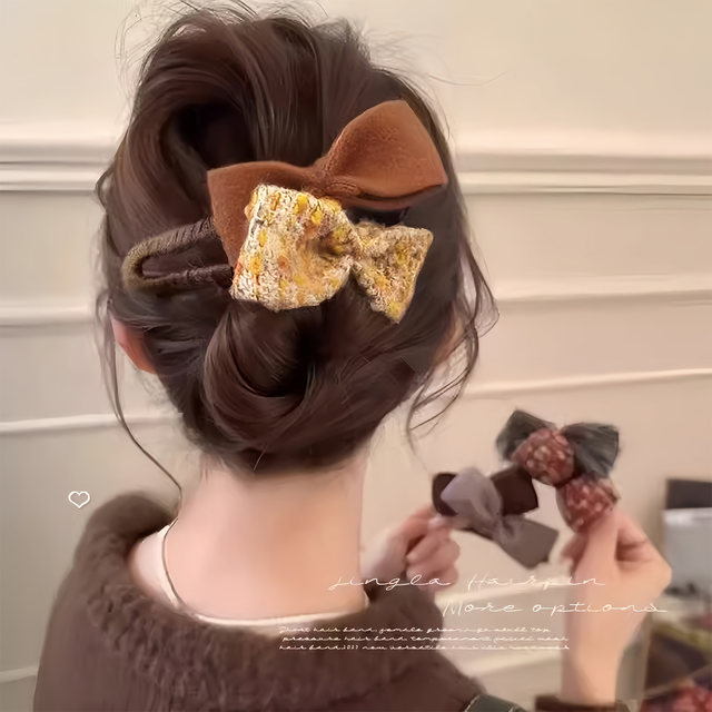 Bow duck-billed clip high-end 2025 new hair clip for women half-tied one-letter clip safety shark clip hair accessories
