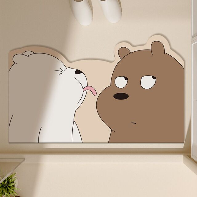 Noisy bear sticks out tongue soft diatom mud floor mat foot pad absorbent non-slip bathroom toilet toilet sink floor