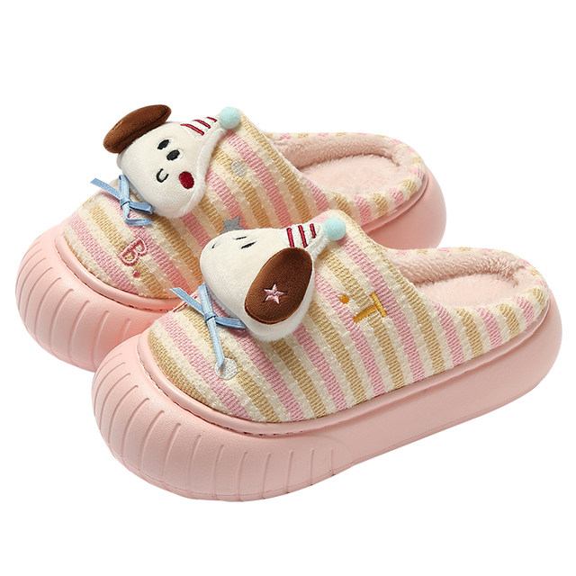 Red bean children's cotton slippers for girls 2025 new winter home indoor plush warm parent-child cotton slippers for boys